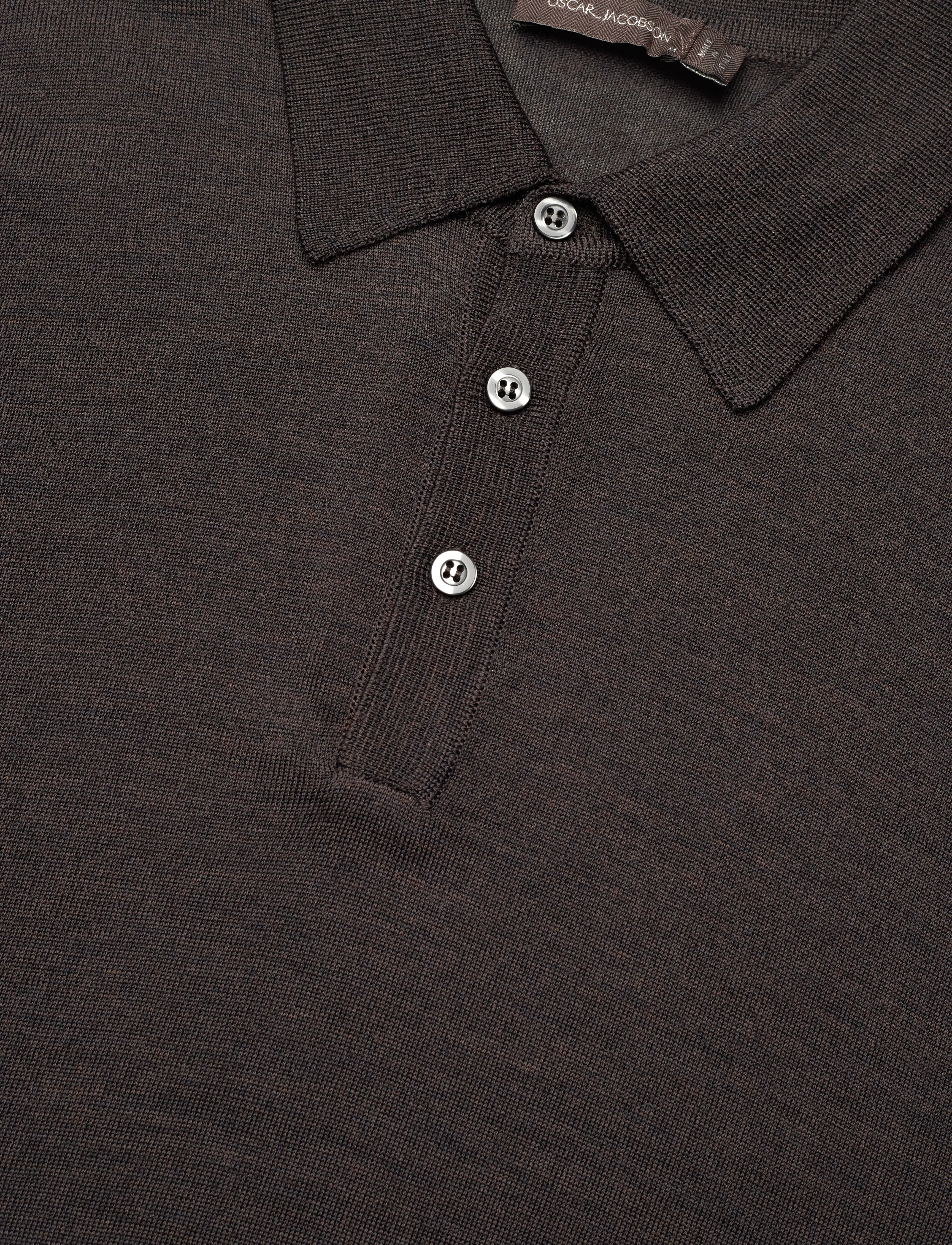 Oscar Jacobson - Melvin Poloshirt - pikkade varrukatega kootud polosärgid - brown flannel - 2