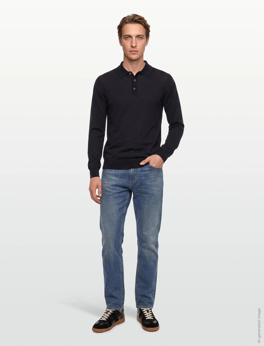 Oscar Jacobson - Melvin Poloshirt - poloer i strik med lange ærmer - night blue - 0