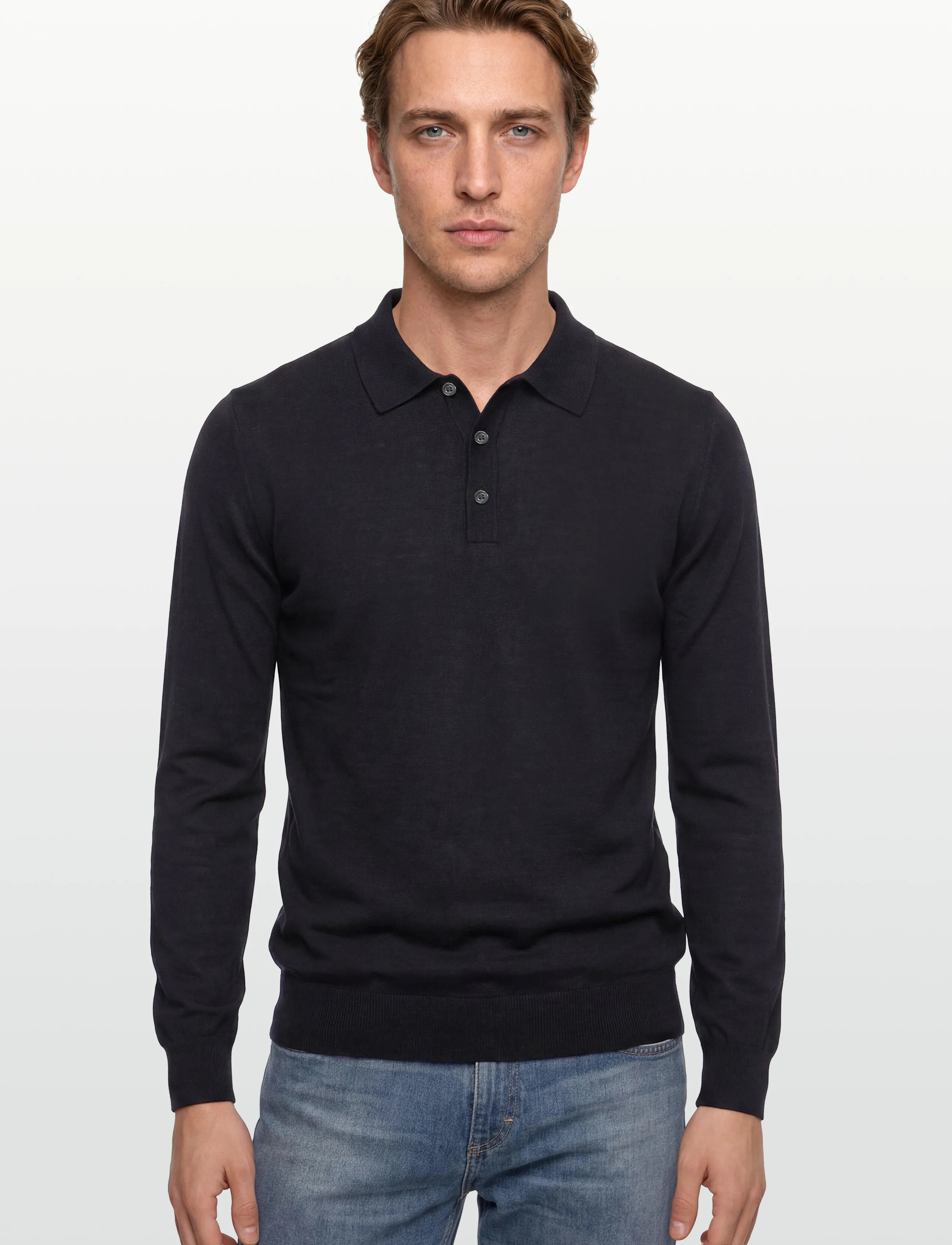 Oscar Jacobson - Melvin Poloshirt - poloer i strik med lange ærmer - night blue - 3