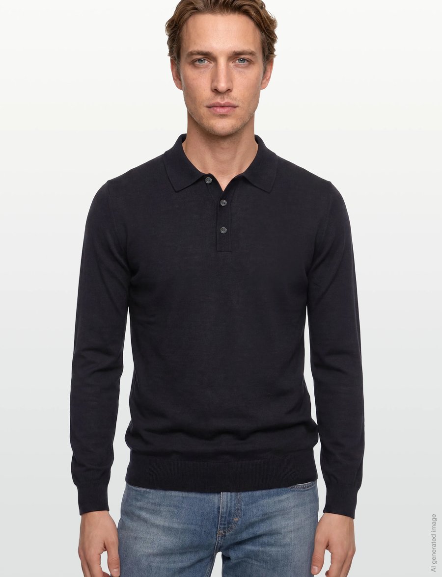 Oscar Jacobson - Melvin Poloshirt - poloer i strik med lange ærmer - night blue - 3