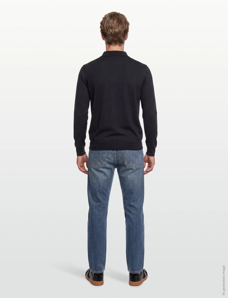 Oscar Jacobson - Melvin Poloshirt - poloer i strik med lange ærmer - night blue - 4