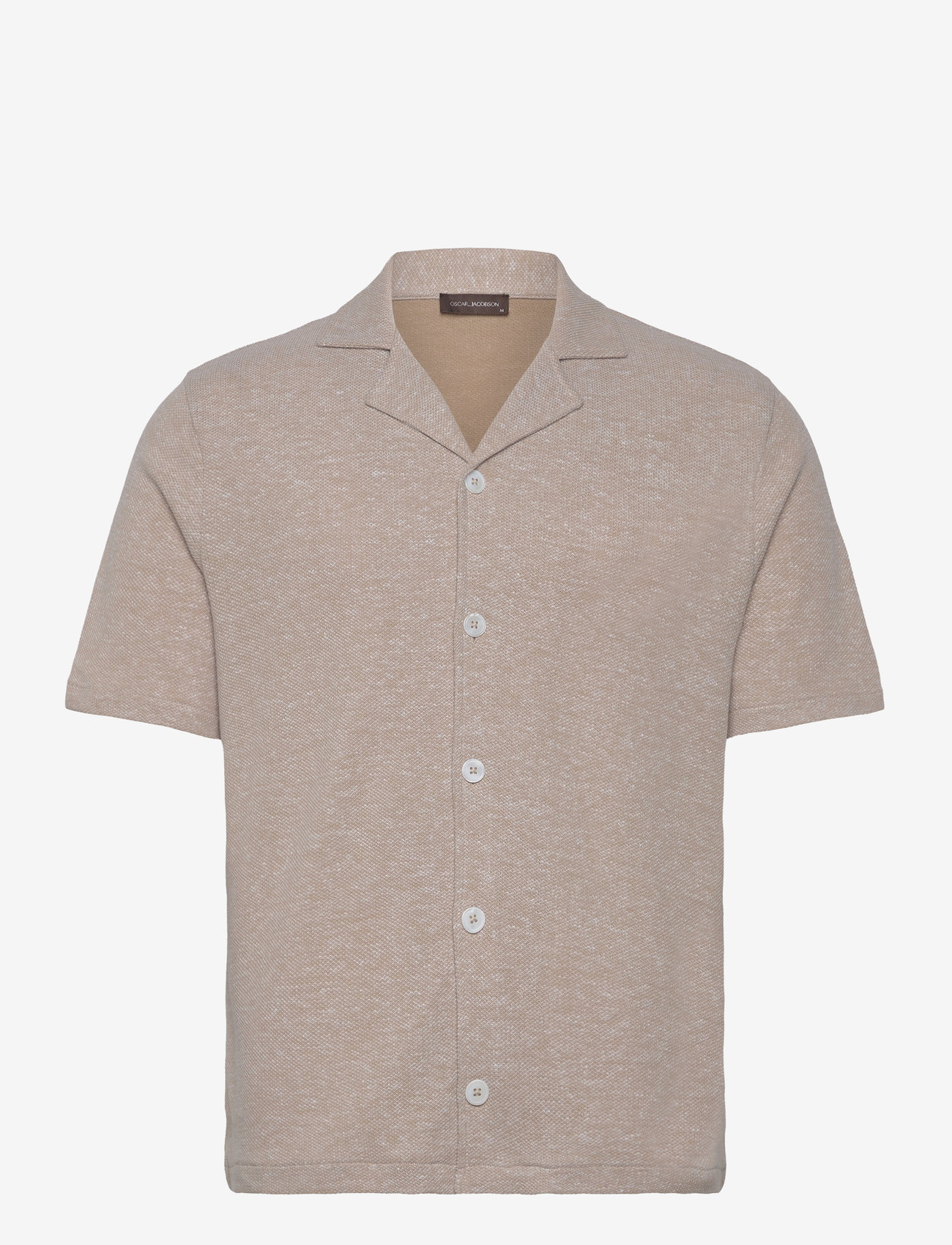 Oscar Jacobson - Konrad Reg Shirt S-S - basic skjortor - almond beige - 0