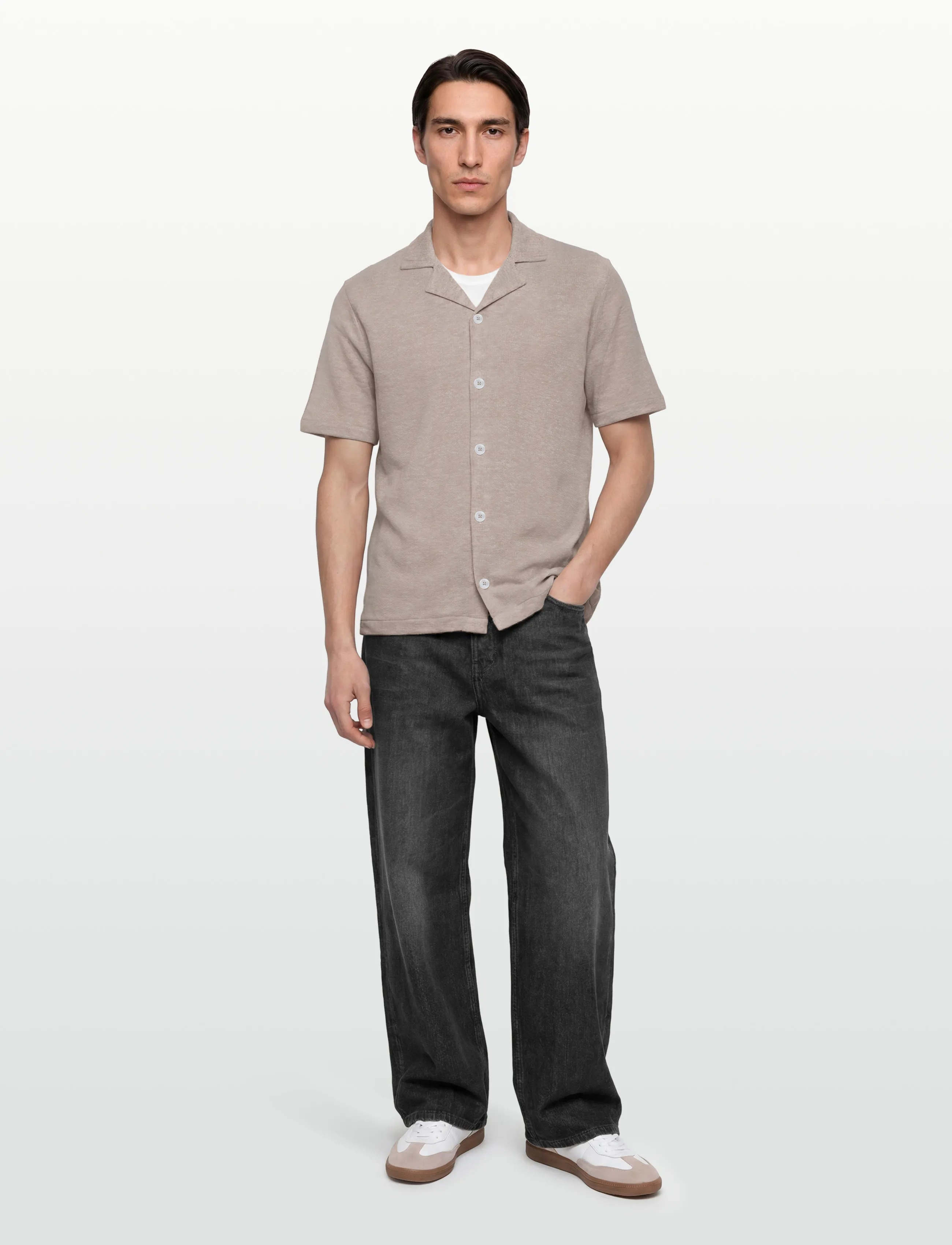 Oscar Jacobson Konrad Reg Shirt S-S - Inspiraatio - ALMOND BEIGE / beige