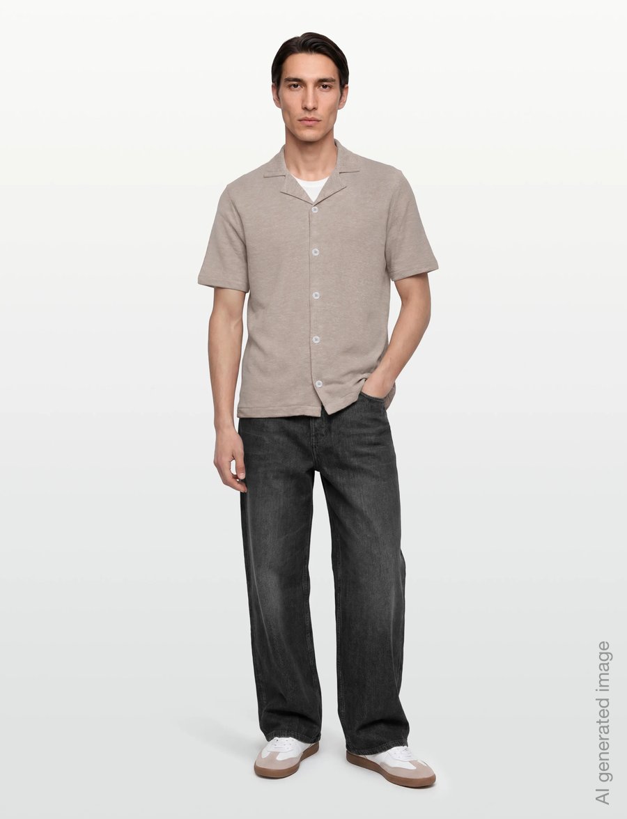 Oscar Jacobson - Konrad Reg Shirt S-S - basic krekli - almond beige - 0