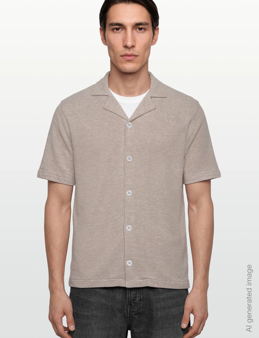 Oscar Jacobson - Konrad Reg Shirt S-S - basic krekli - almond beige - 3