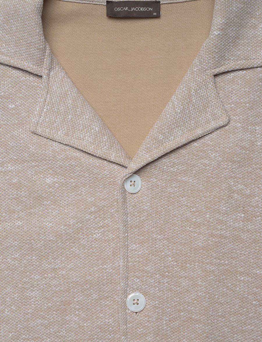 Oscar Jacobson - Konrad Reg Shirt S-S - basic krekli - almond beige - 5