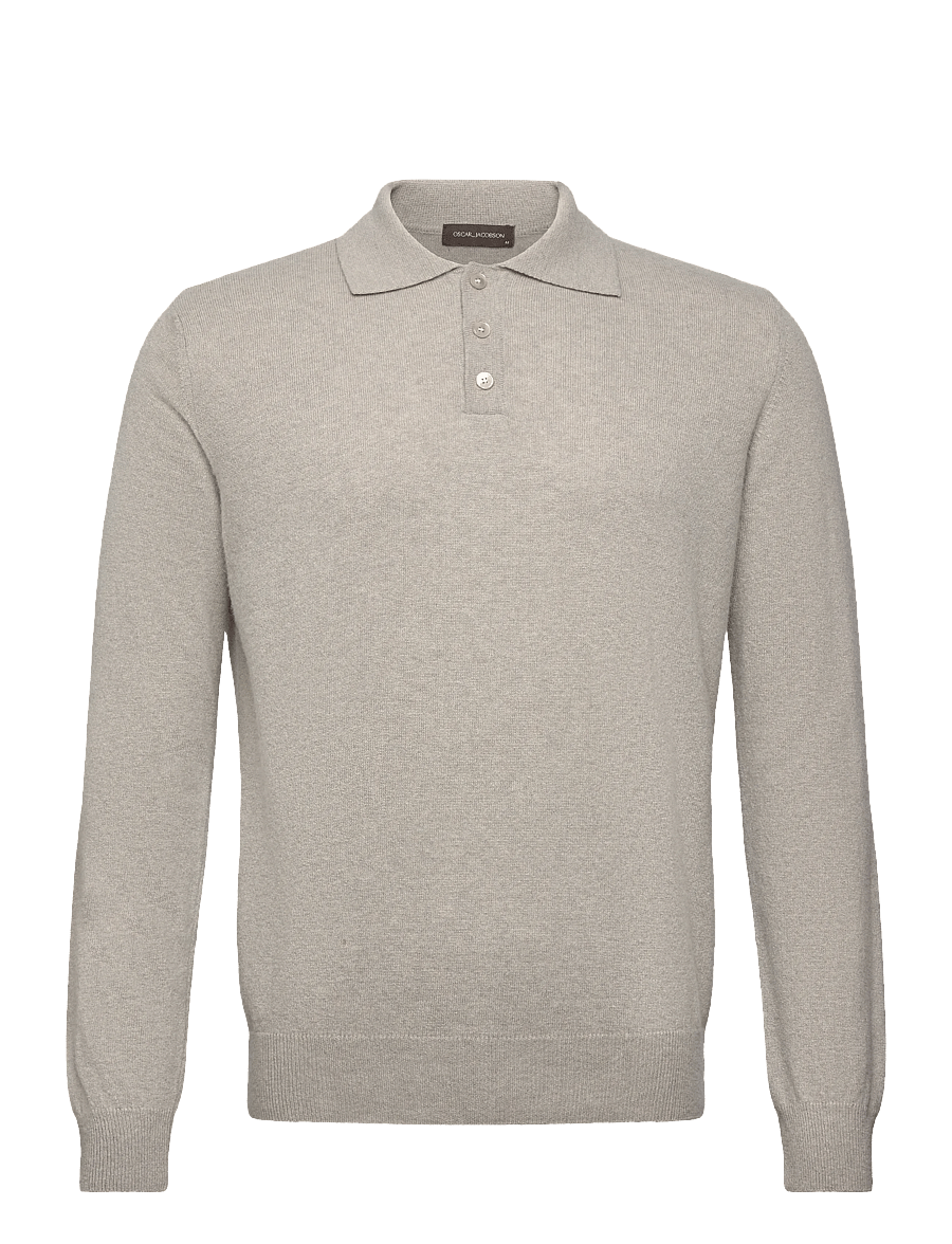 Oscar Jacobson - Pepe Poloshirt - long-sleeved knitted polos - brick beige - 0