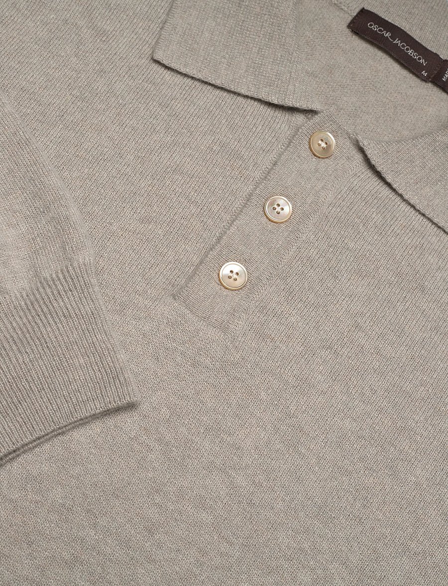 Oscar Jacobson - Pepe Poloshirt - long-sleeved knitted polos - brick beige - 2