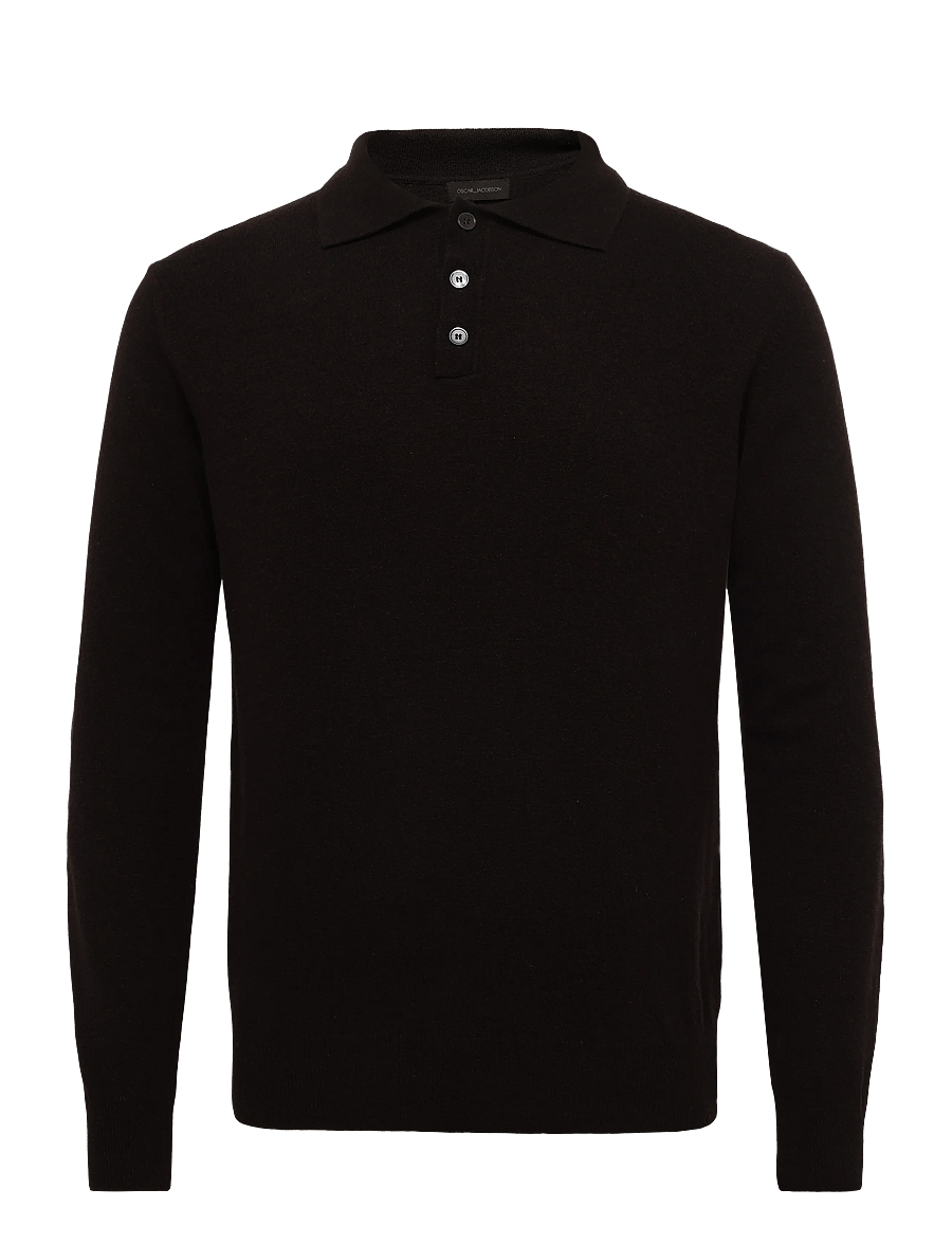 Oscar Jacobson - Pepe Poloshirt - long-sleeved knitted polos - brown flannel - 0