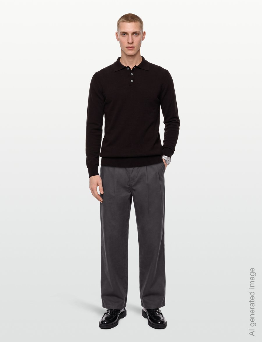 Oscar Jacobson - Pepe Poloshirt - long-sleeved knitted polos - brown flannel - 0