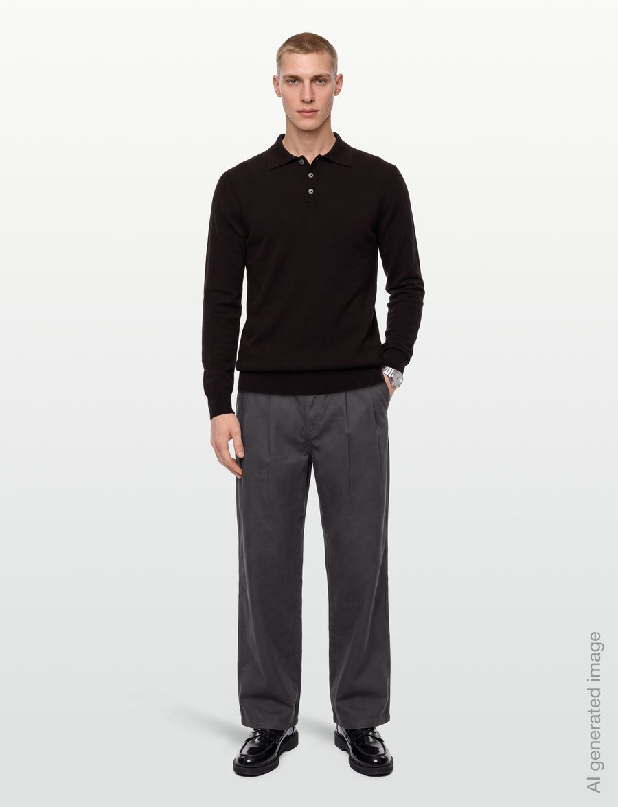 Oscar Jacobson - Pepe Poloshirt - langärmelige strick-polohemden - brown flannel - 0
