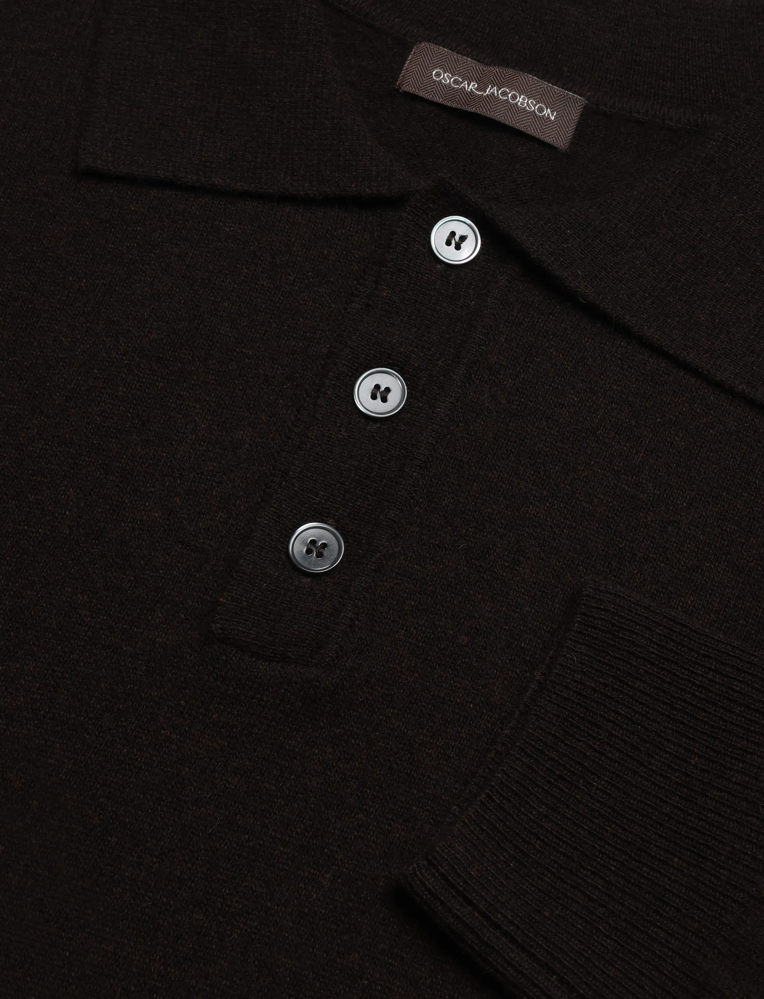 Oscar Jacobson - Pepe Poloshirt - långärmade stickade pikétröjor - brown flannel - 2