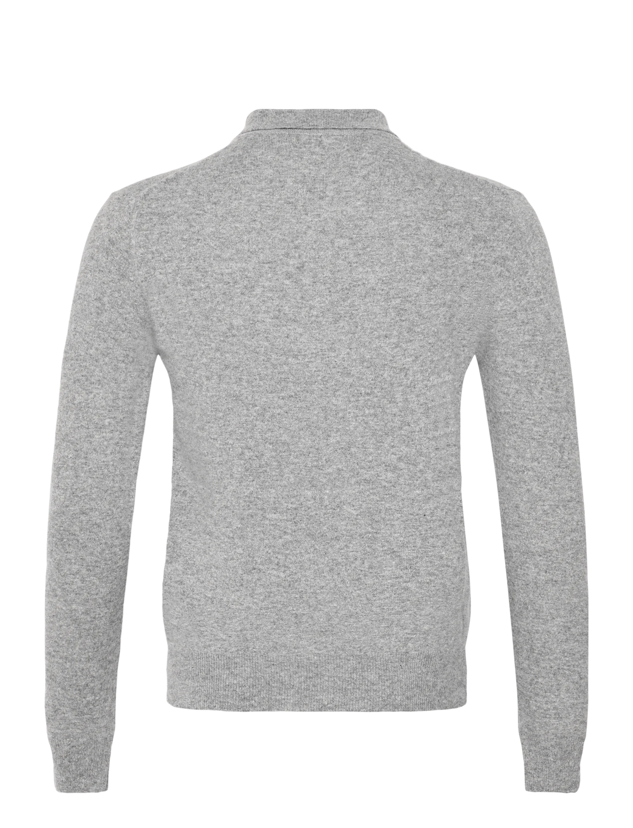 Oscar Jacobson - Pepe Poloshirt - long-sleeved knitted polos - grey melange - 1