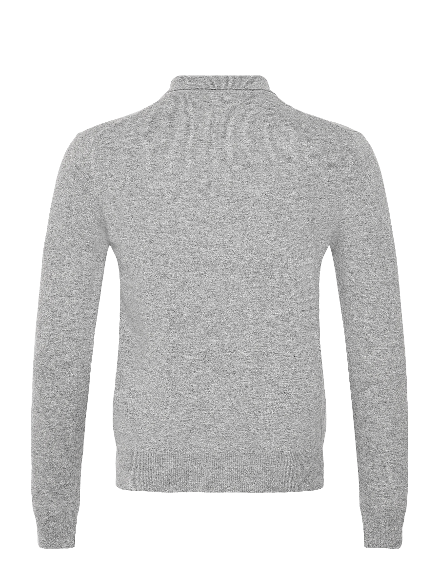 Oscar Jacobson - Pepe Poloshirt - long-sleeved knitted polos - grey melange - 1