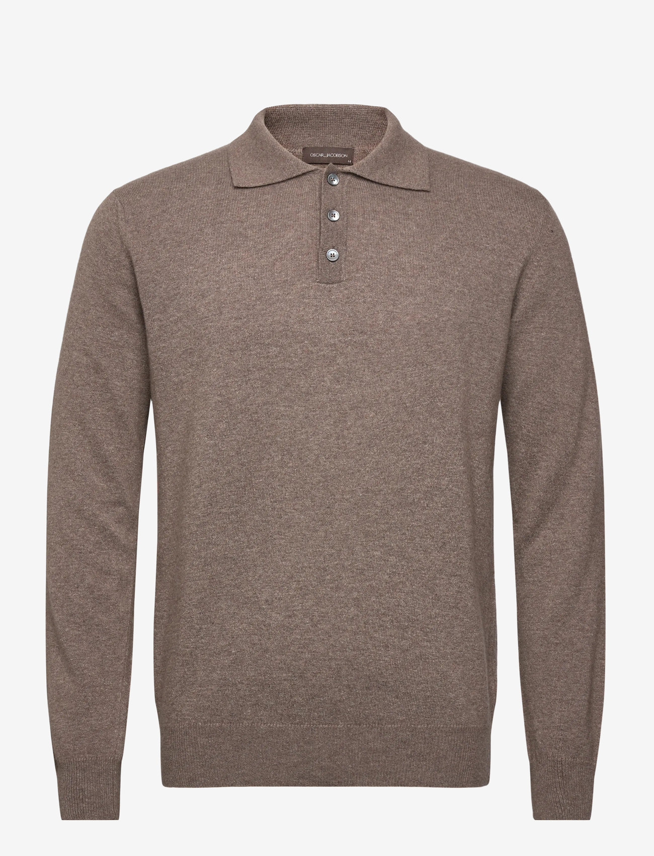 Oscar Jacobson - Pepe Poloshirt - langärmelige gestrickte polohemden - walnut beige - 0