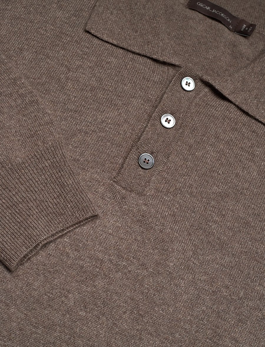 Oscar Jacobson - Pepe Poloshirt - adīti polo krekli ar garām piedurknēm - walnut beige - 2