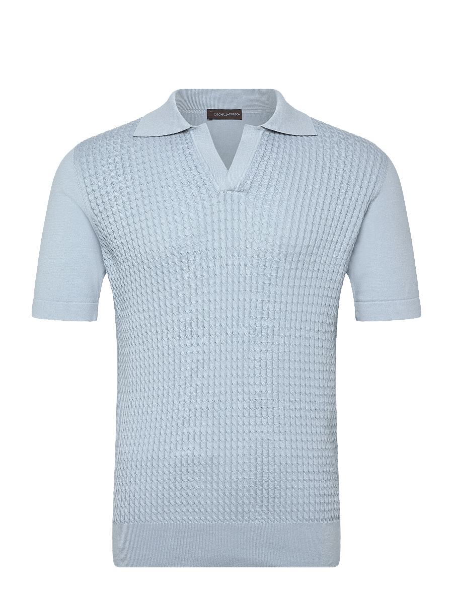 Oscar Jacobson - Alf Poloshirt S-S - knitted polos - chambray blue - 0