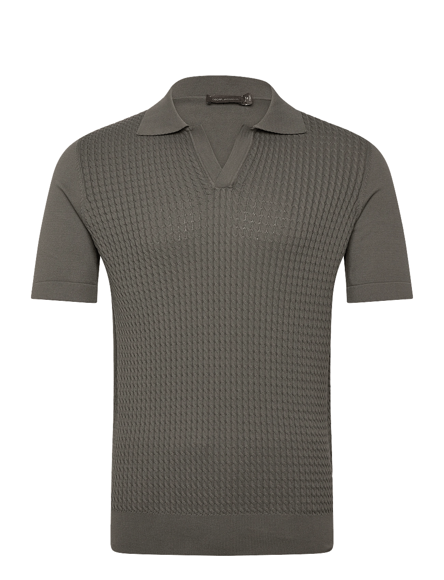Oscar Jacobson - Alf Poloshirt S-S - knitted polos - nettle green - 1