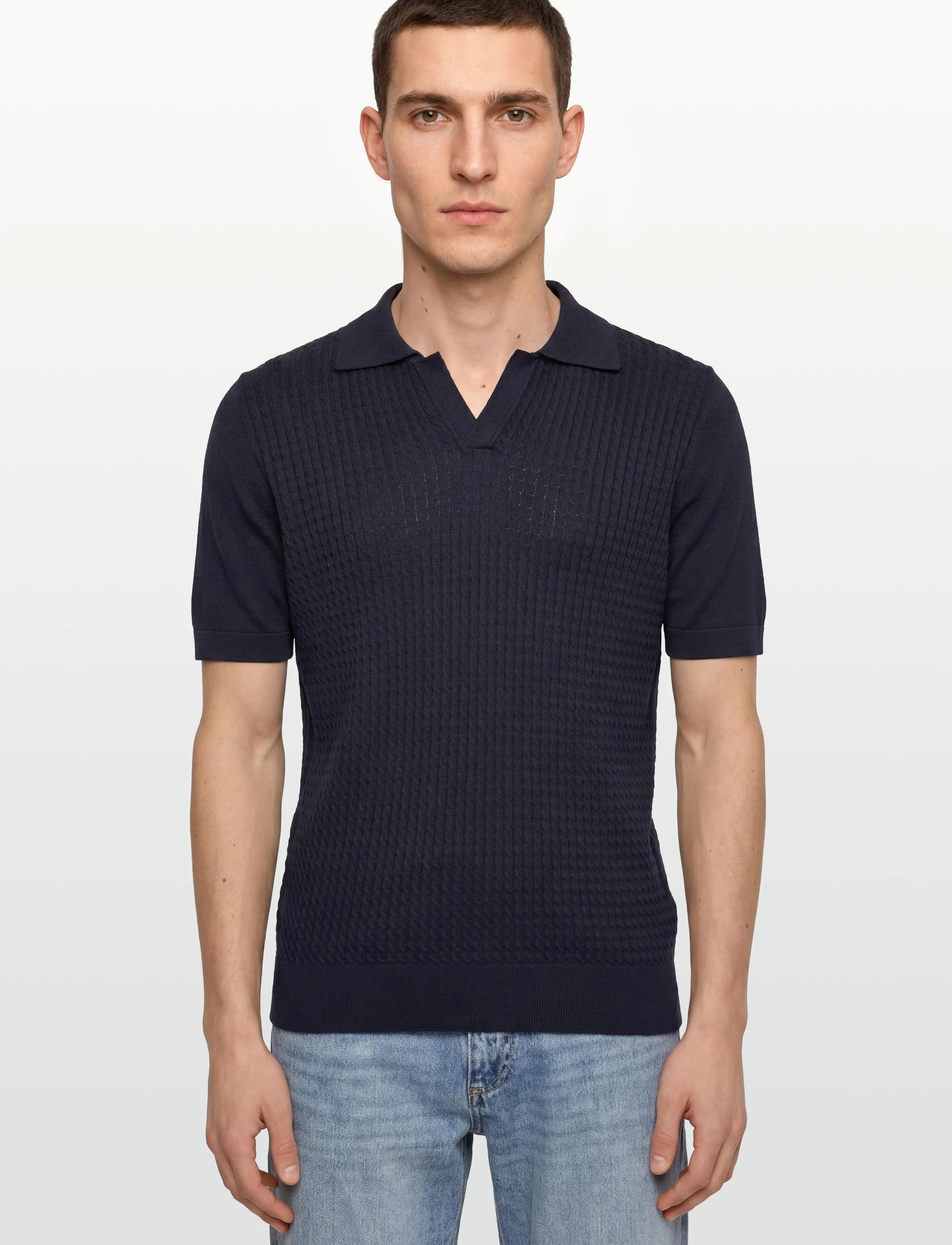 Oscar Jacobson - Alf Poloshirt S-S - stickade pikéer - night blue - 3