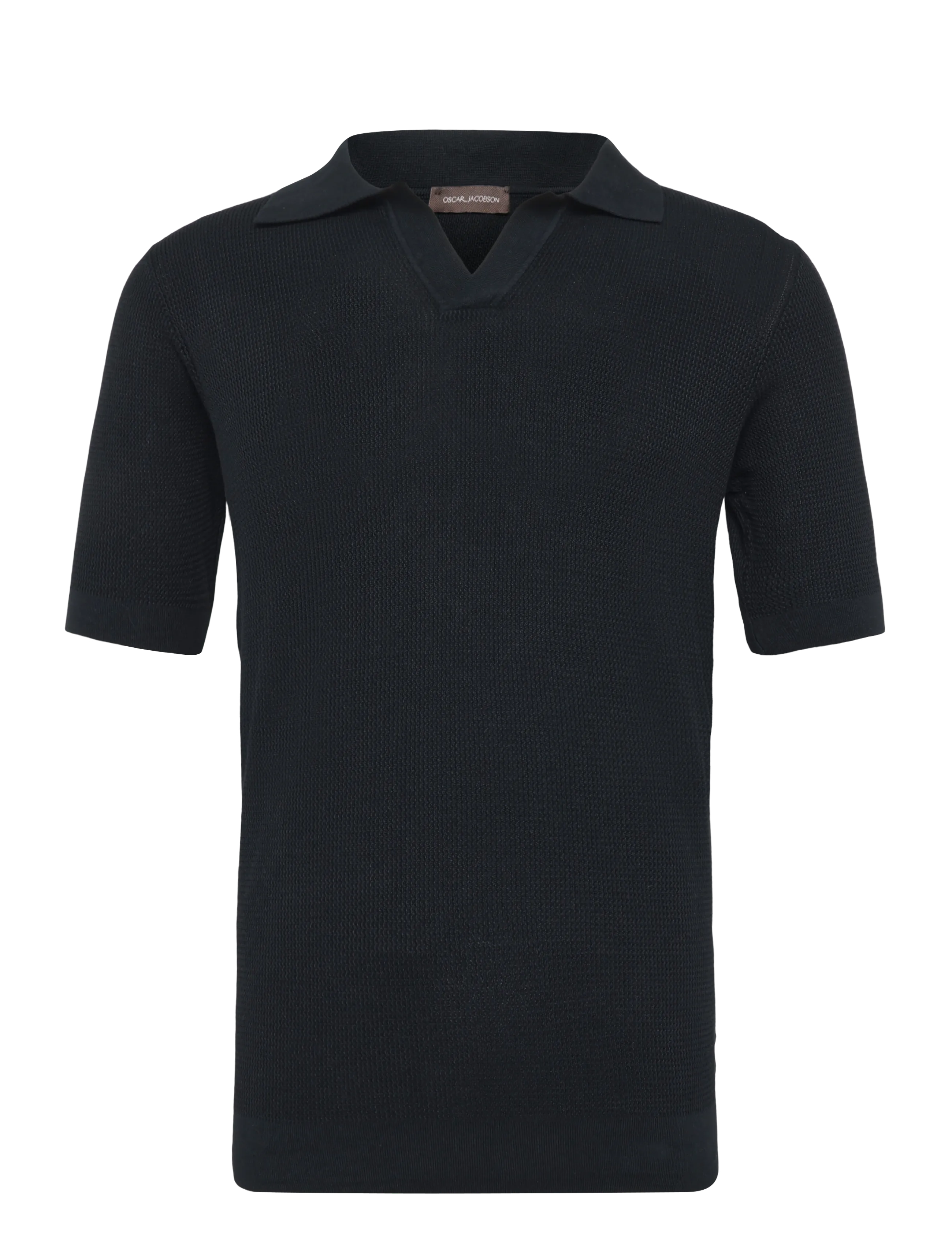 Oscar Jacobson Patrick Poloshirt - Stickat - BLACK / black