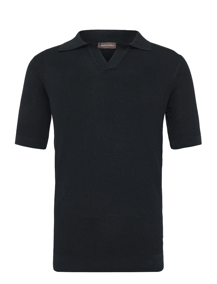 Oscar Jacobson - Patrick Poloshirt - stickade pikéer - black - 0