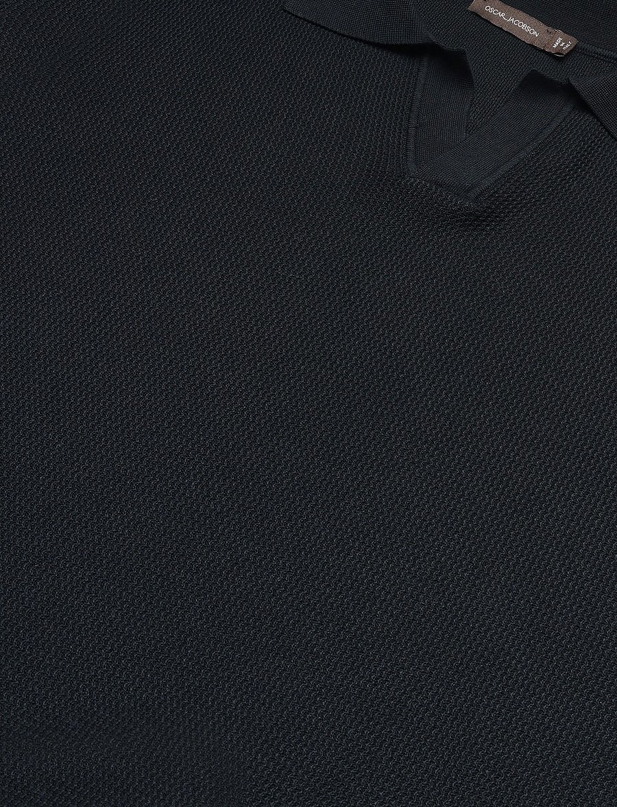 Oscar Jacobson - Patrick Poloshirt - stickade pikéer - black - 2