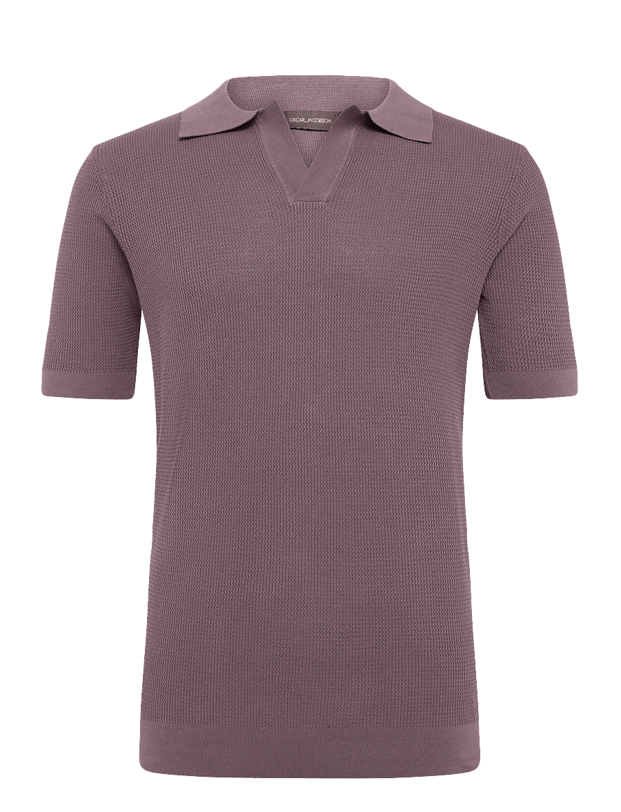 Oscar Jacobson - Patrick Poloshirt - langärmlige strick-polohemden - purple - 0