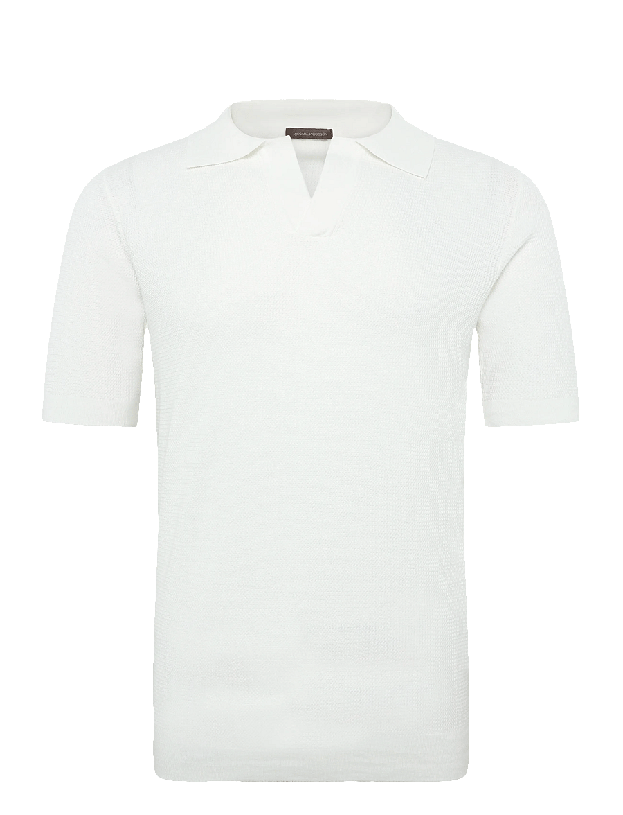 Oscar Jacobson - Patrick Poloshirt - langärmlige strick-polohemden - snow white - 1