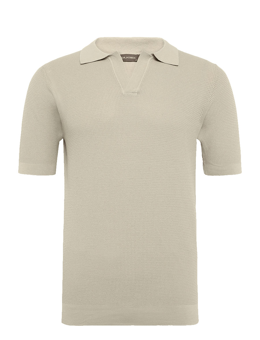 Oscar Jacobson - Patrick Poloshirt - langärmlige strick-polohemden - washed beige - 0