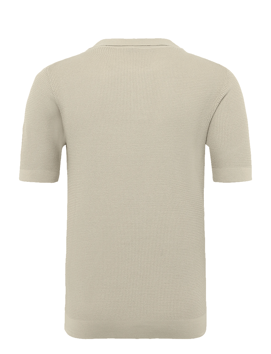 Oscar Jacobson - Patrick Poloshirt - langärmlige strick-polohemden - washed beige - 1