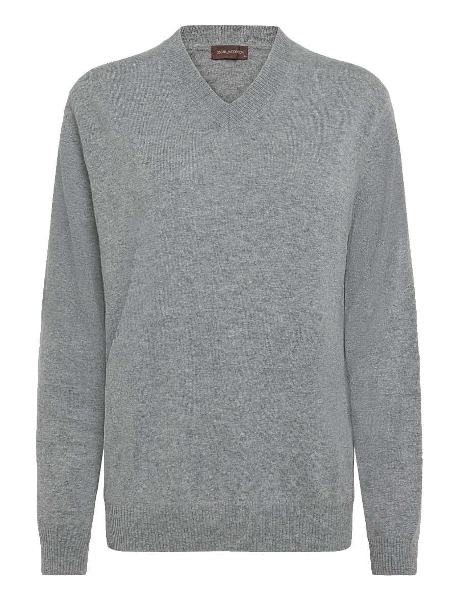 Oscar Jacobson - Gregor V-neck - v-ausschnitt - grey melange - 0