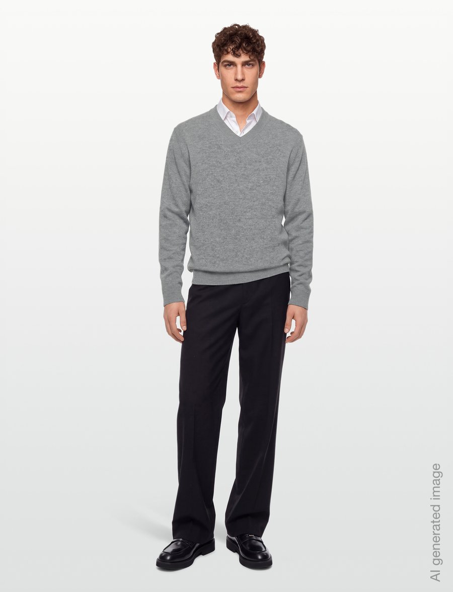 Oscar Jacobson - Gregor V-neck - v-ausschnitt - grey melange - 0