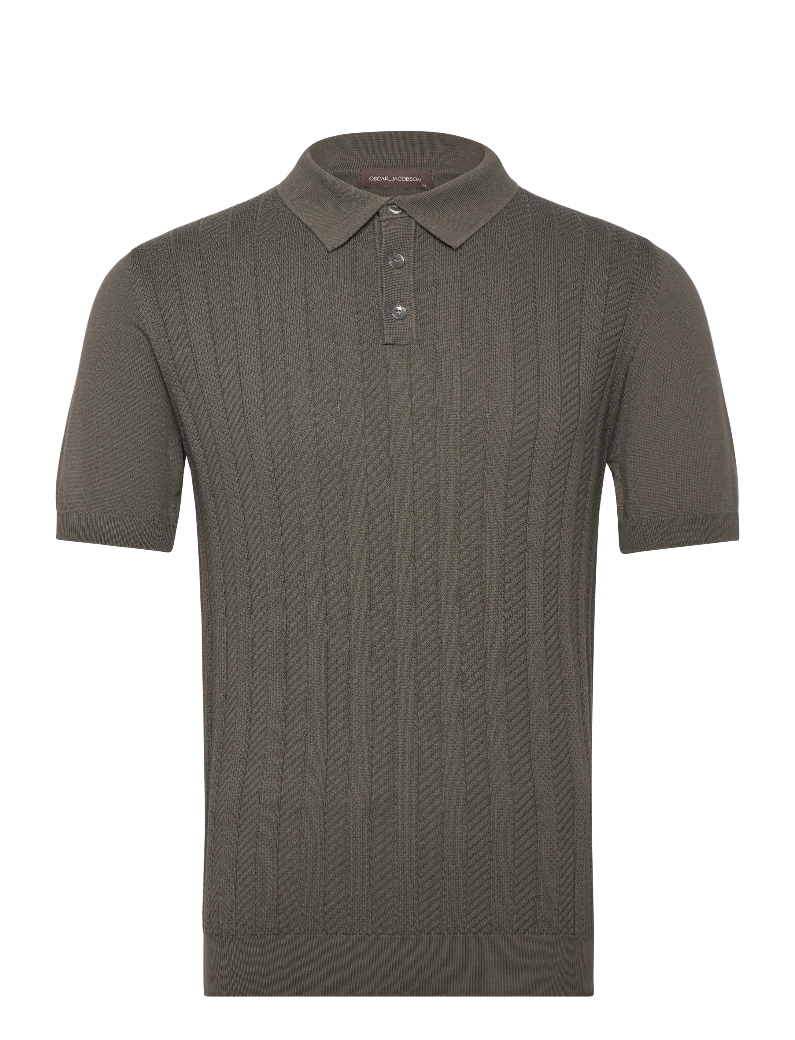 Oscar Jacobson Barto Stripe Poloshirt, Mænd, Stribet Strikket Poloshirt, Kakigrøn, Str: S