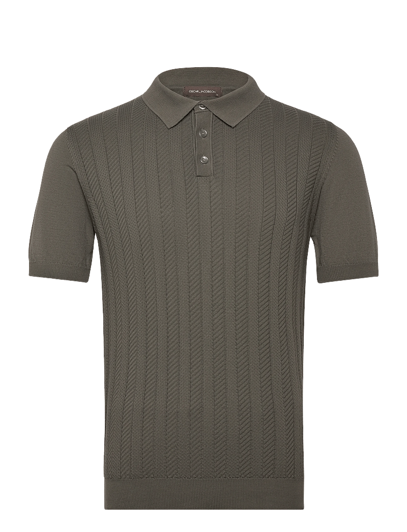 Oscar Jacobson - Barto Stripe Poloshirt - stickade pikéer - nettle green - 0