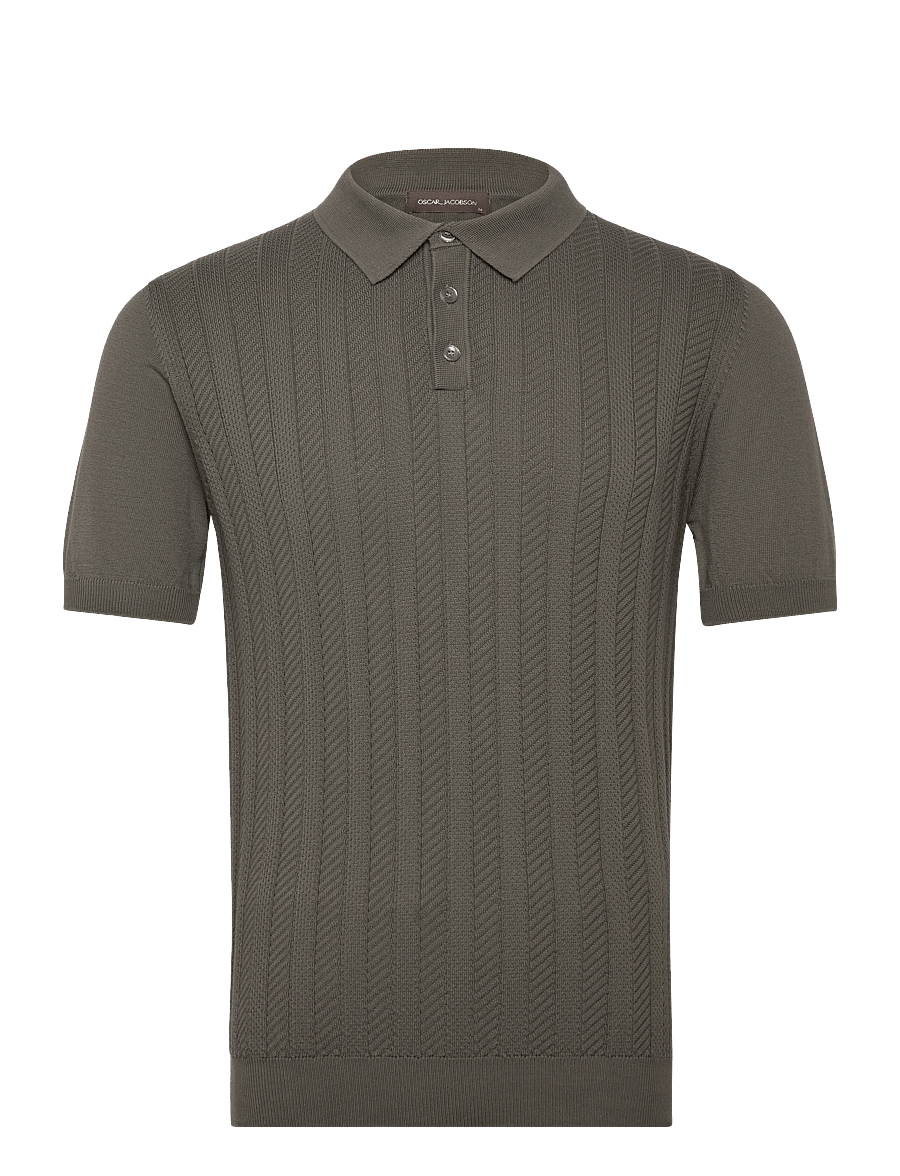 Oscar Jacobson - Barto Stripe Poloshirt - strikkede poloer - nettle green - 0