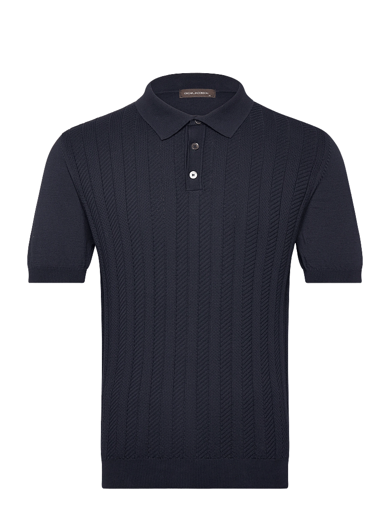 Oscar Jacobson - Barto Stripe Poloshirt - kootud polosärgid - night blue - 0
