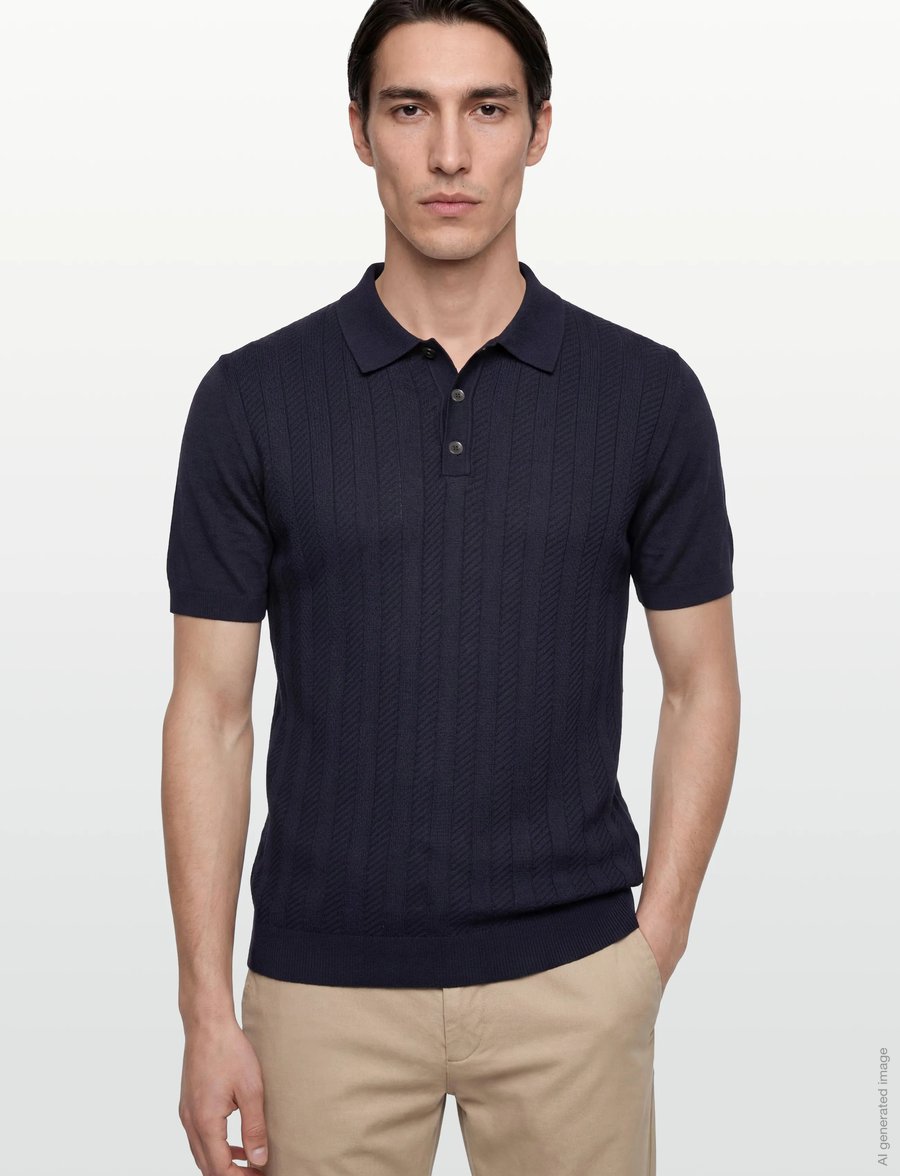 Oscar Jacobson - Barto Stripe Poloshirt - stickade pikéer - night blue - 3