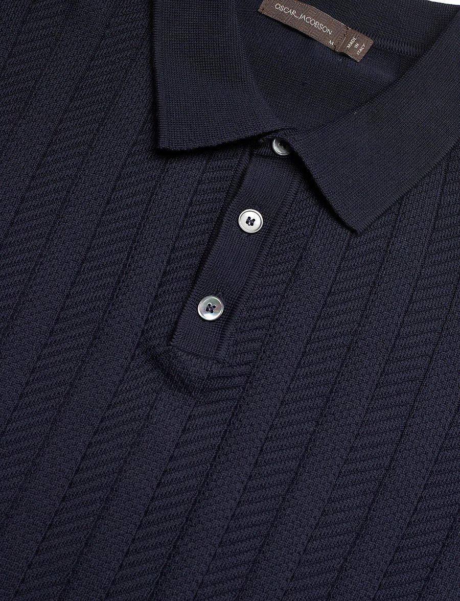 Oscar Jacobson - Barto Stripe Poloshirt - stickade pikéer - night blue - 5