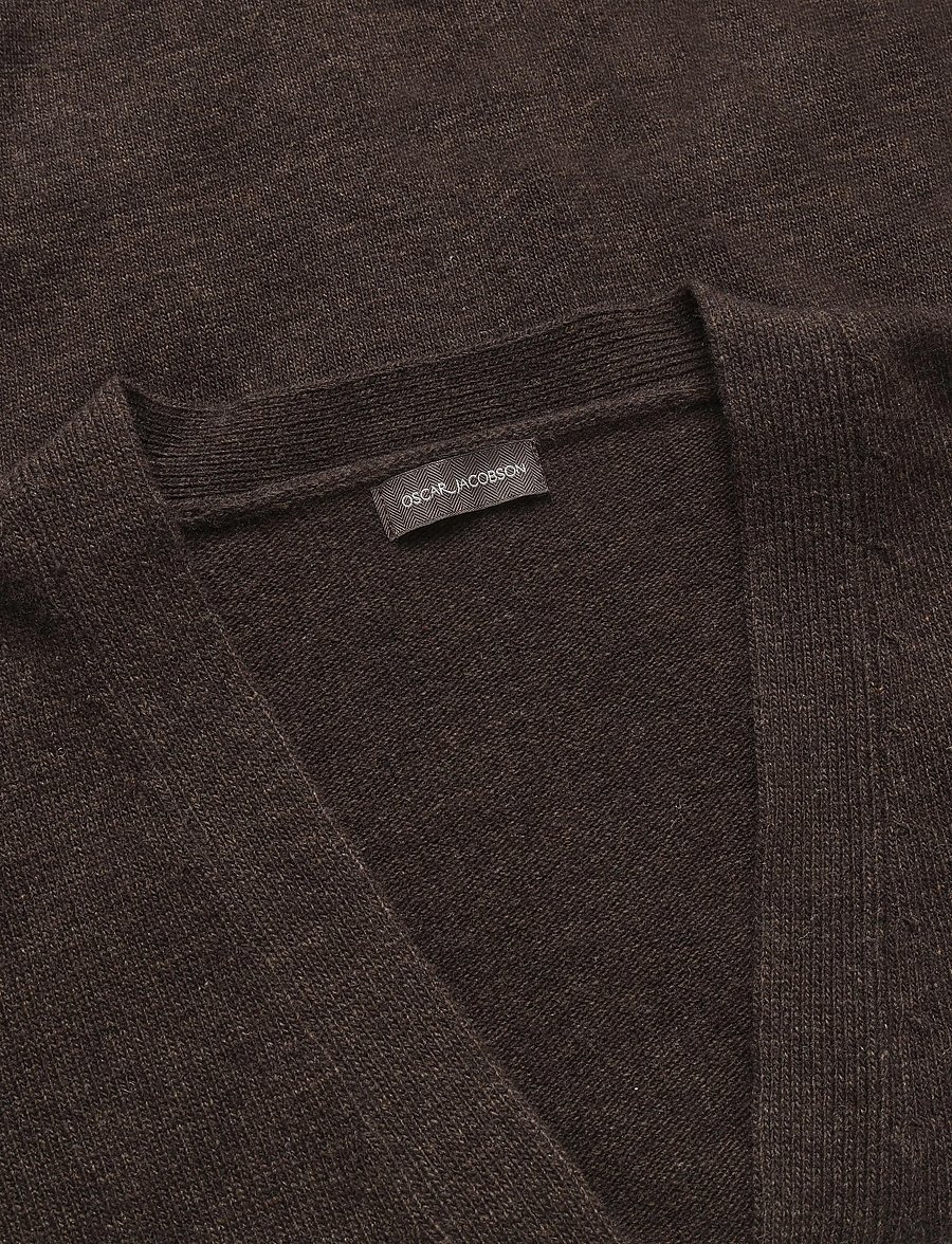 Oscar Jacobson - Eduardo Cardigan - cardigans - brown flannel - 2