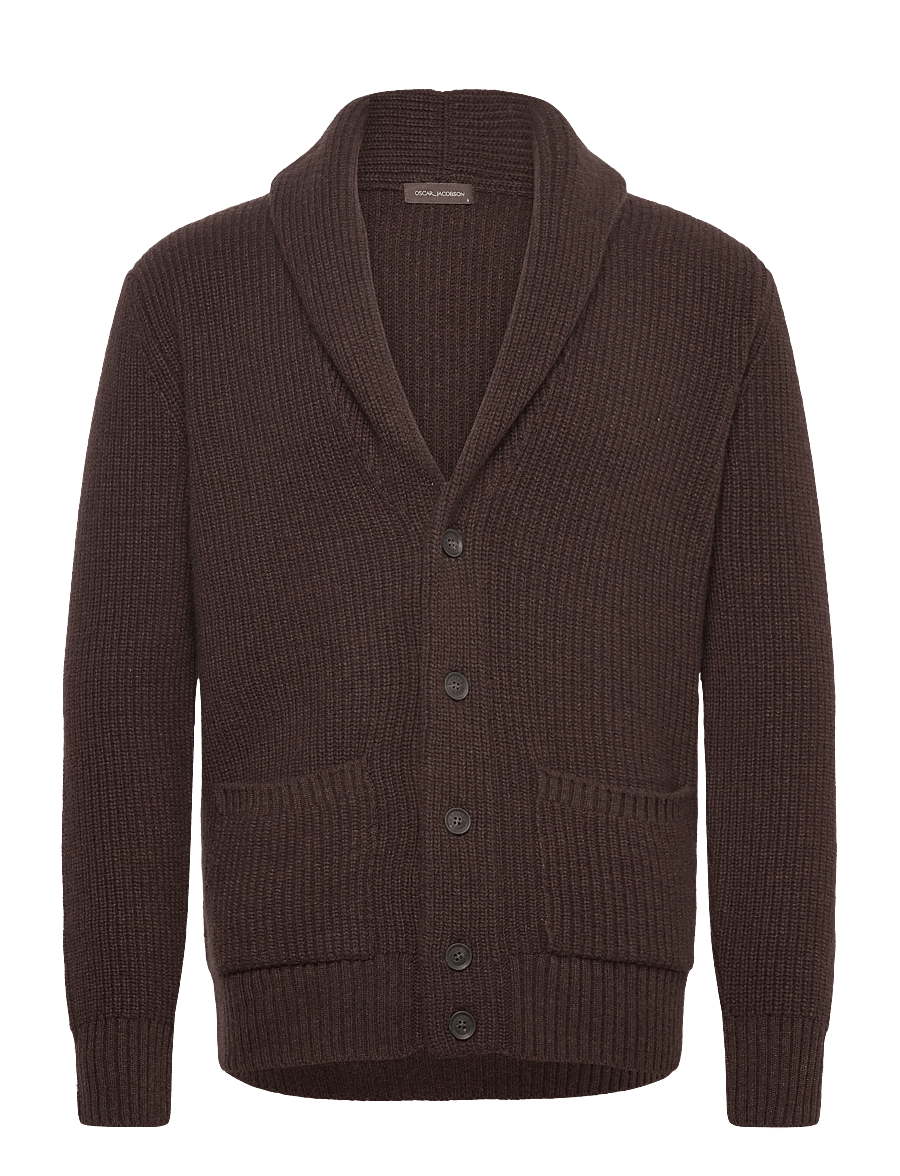 Oscar Jacobson - Roland Cardigan - koftor - dusk brown - 0