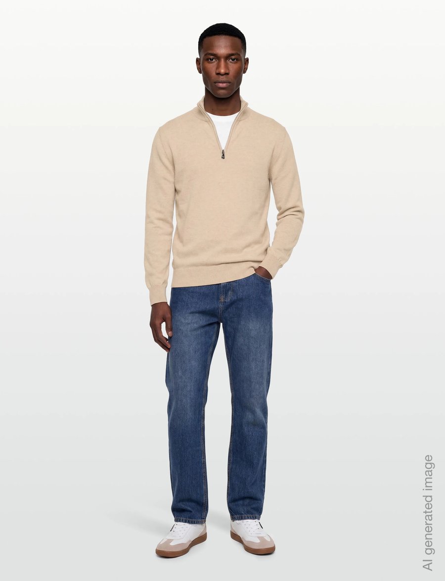 Oscar Jacobson - Pat Half Zip - half zip jumpers - light camel beige - 0