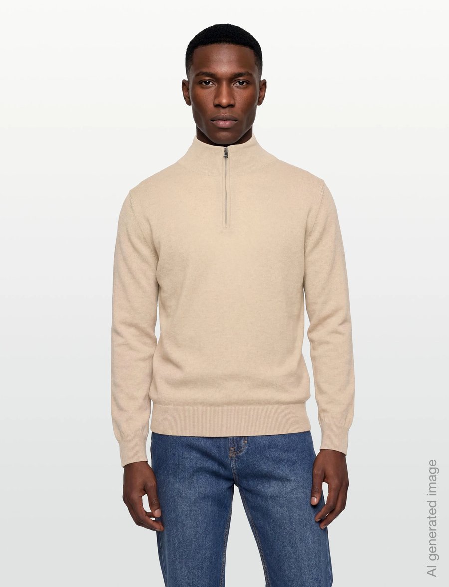 Oscar Jacobson - Pat Half Zip - half zip jumpers - light camel beige - 3