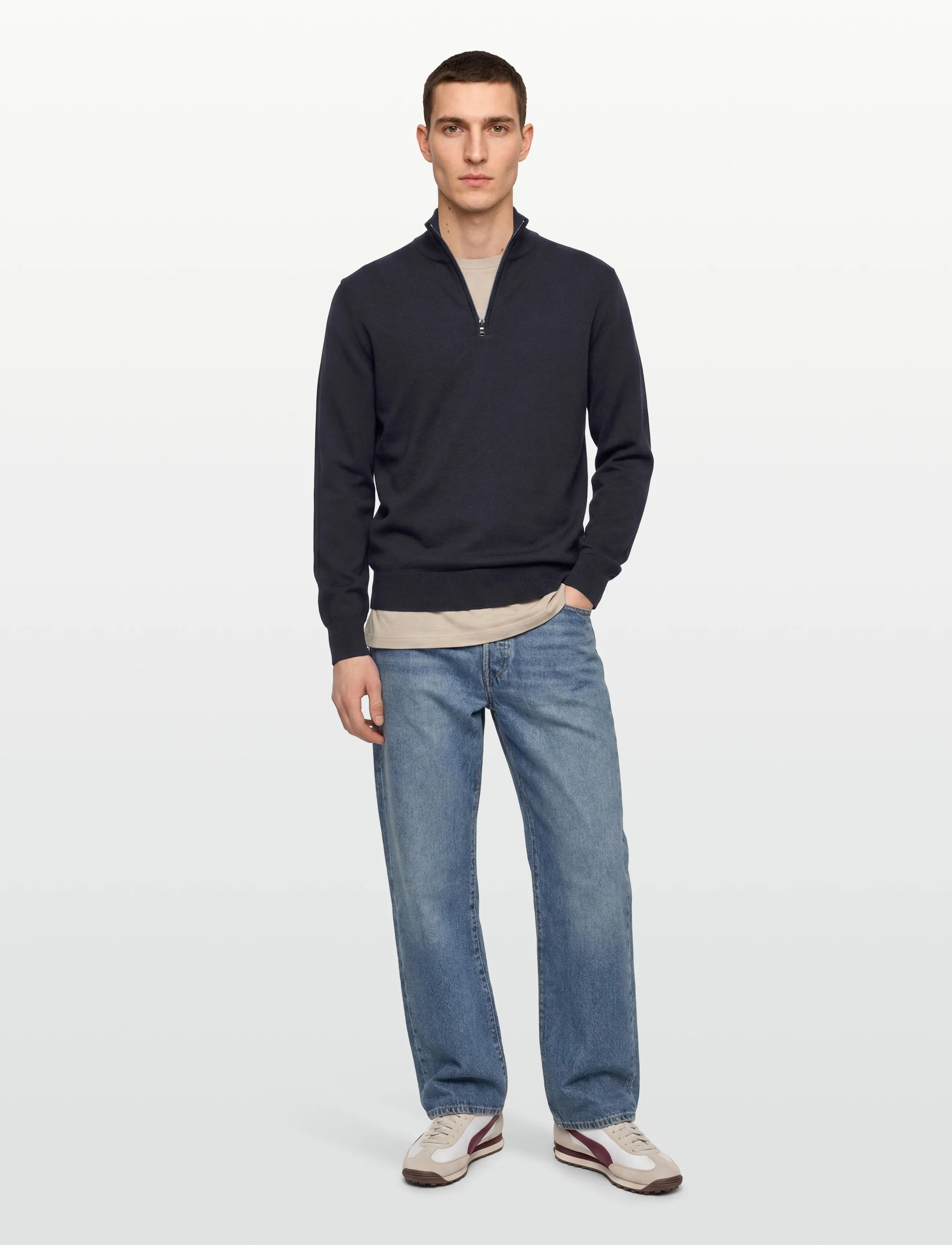 Oscar Jacobson - Pat Half Zip - tõmblukk-kaelusega dressipluusid - night blue - 0