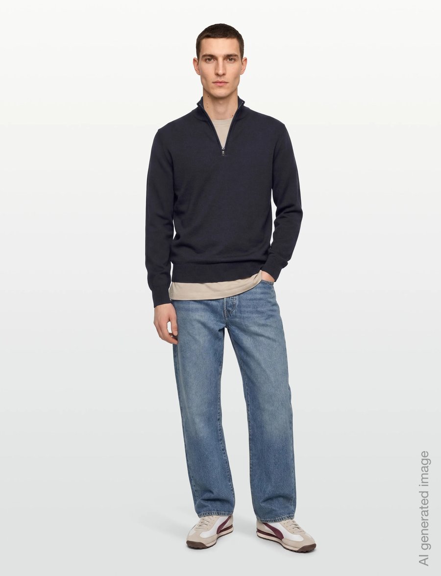 Oscar Jacobson - Pat Half Zip - half zip jumpers - night blue - 0