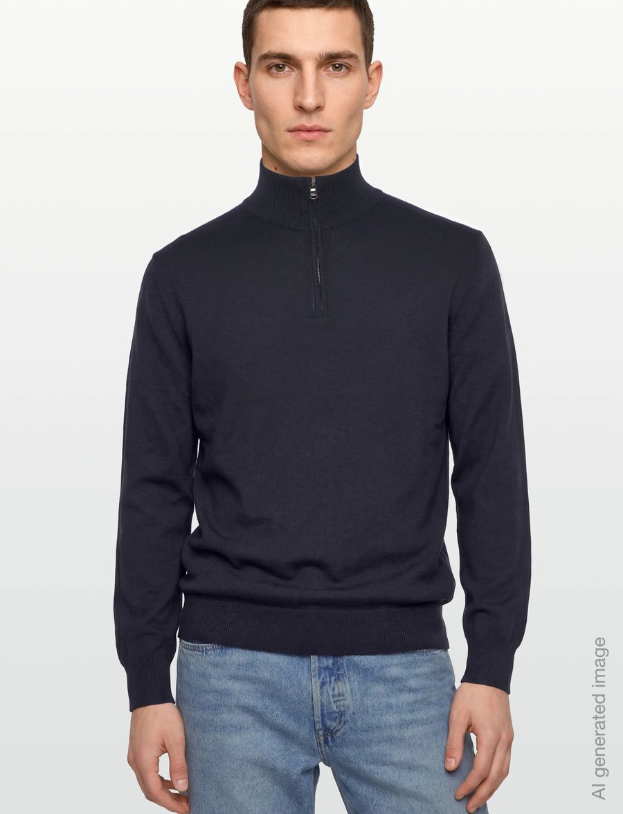 Oscar Jacobson - Pat Half Zip - half zip jumpers - night blue - 3