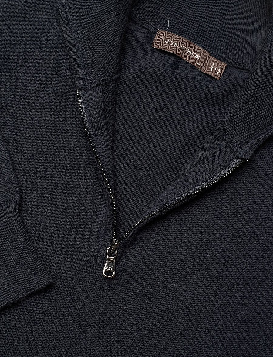 Oscar Jacobson - Pat Half Zip - half zip jumpers - night blue - 5