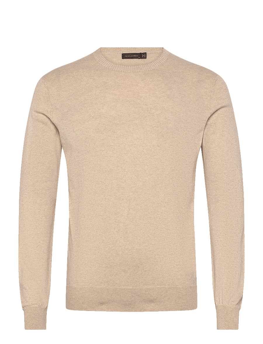 Oscar Jacobson - Valter Roundneck - adījumi ar apaļu kakla izgriezumu - light camel beige - 1