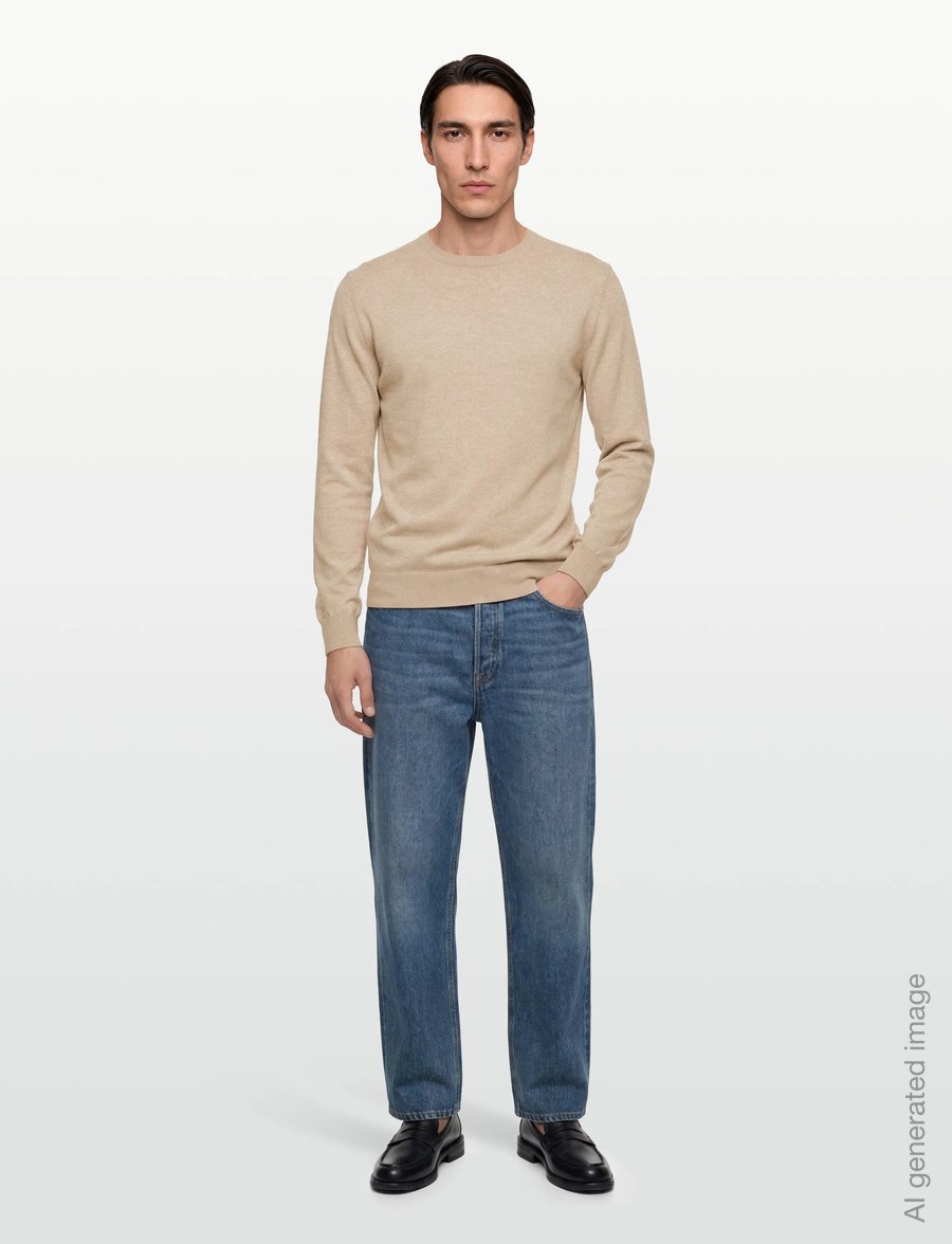 Oscar Jacobson - Valter Roundneck - adījumi ar apaļu kakla izgriezumu - light camel beige - 0