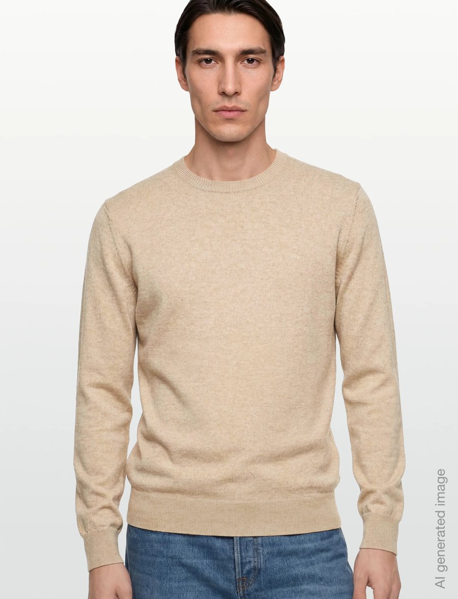 Oscar Jacobson - Valter Roundneck - adījumi ar apaļu kakla izgriezumu - light camel beige - 3