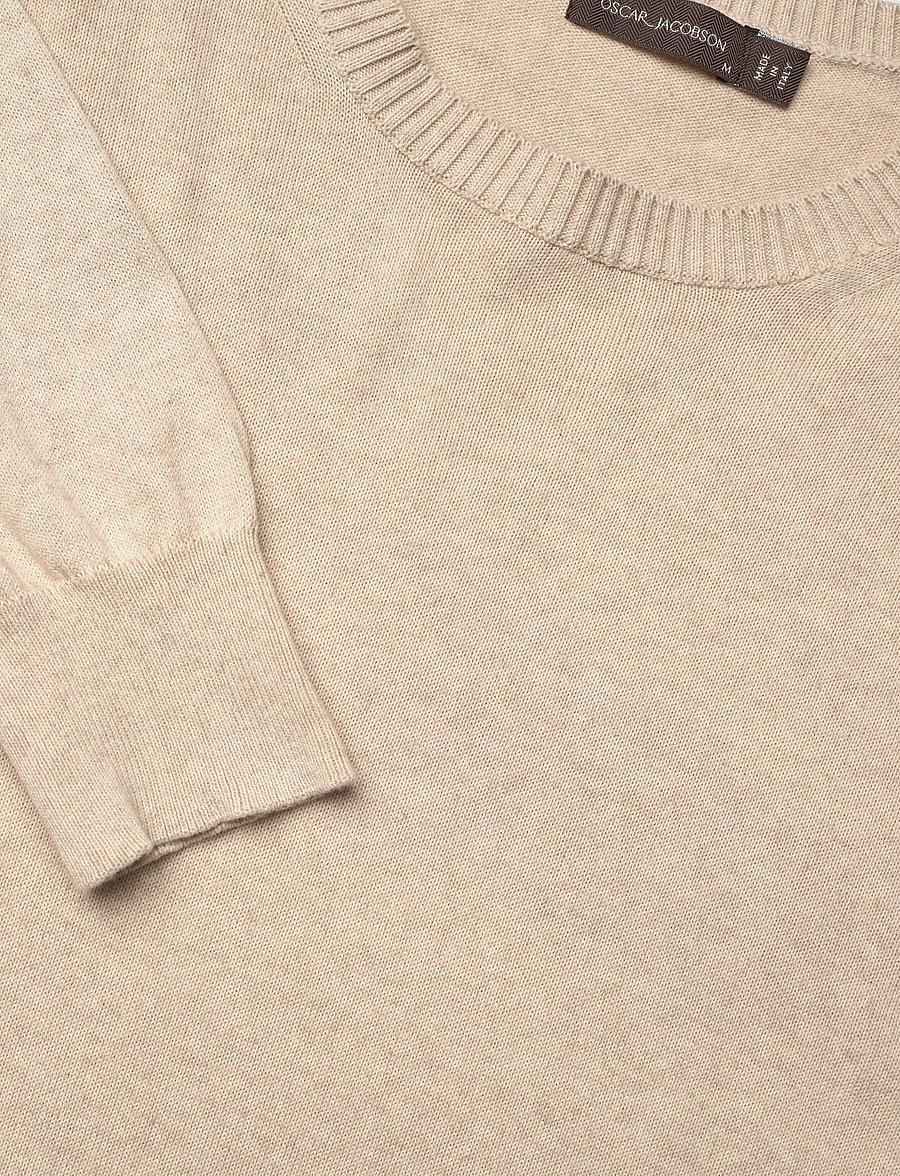 Oscar Jacobson - Valter Roundneck - adījumi ar apaļu kakla izgriezumu - light camel beige - 5